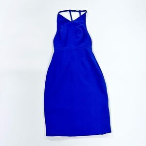 AQ/AQ Cobalt Blue Layla bodycon halter dress 0